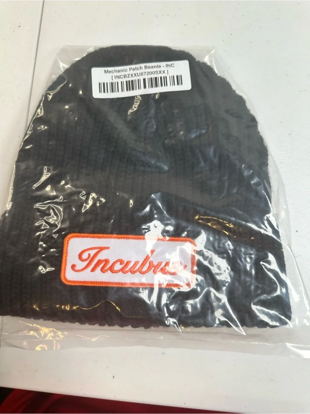 NWT Unisex INCABUS Mechanic Patch Logo Black Ribbed Beanie Cuffed Hem